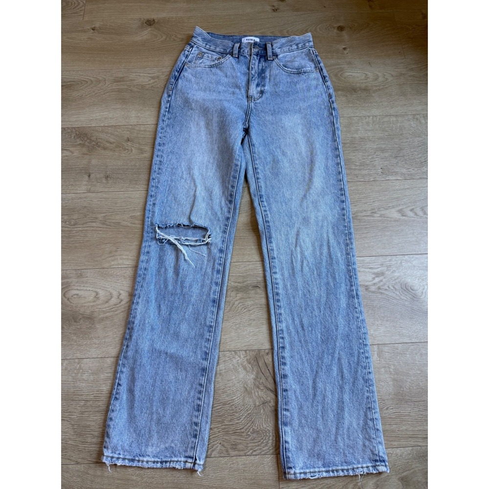 EUC Pistola Hendrix Embellished Rivets High Waist Straight Leg Jeans hemp‎ sz 25
